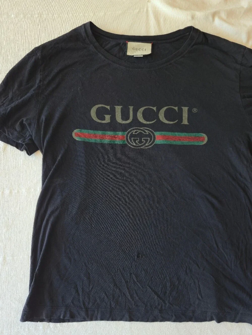 Gucci Vintage Black Logo Graphic T-Shirt Made in Italy